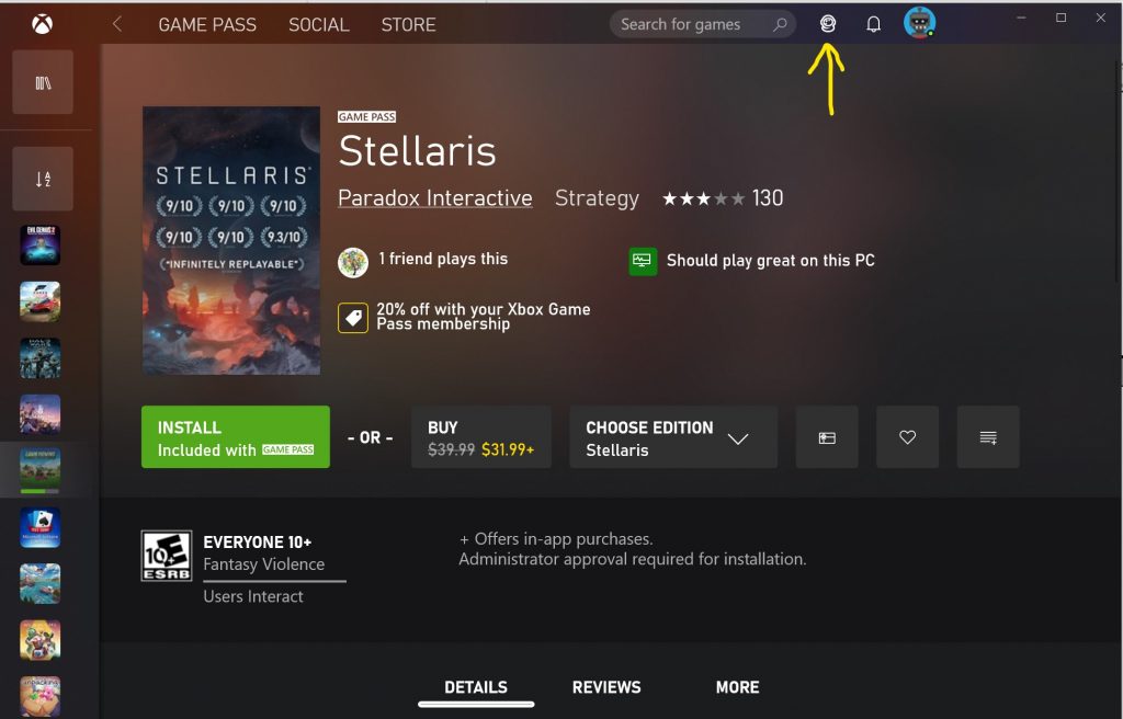 stellaris on xbox game pass