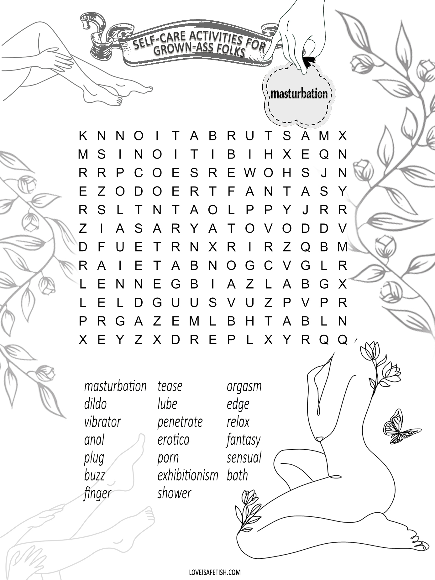self-care activities word search